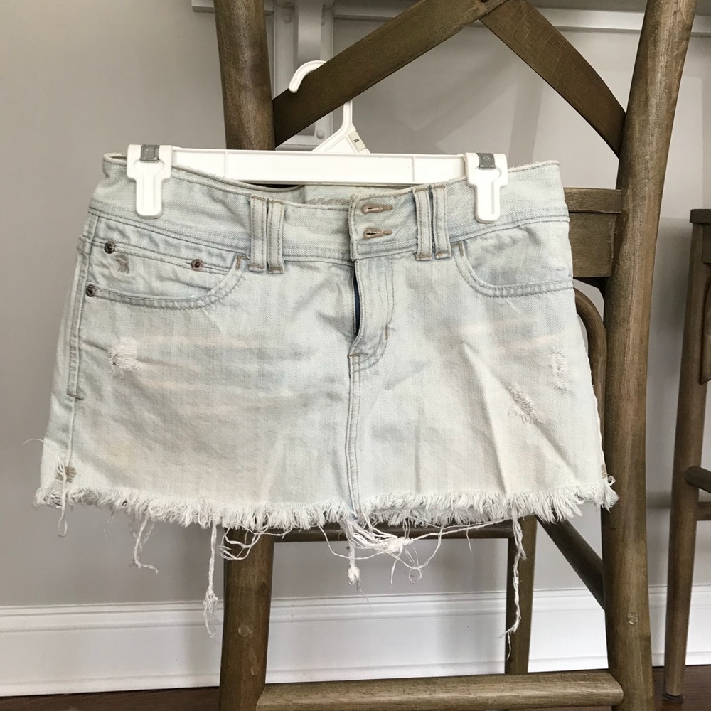 Distressed denim skirt